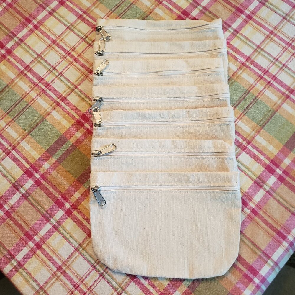 Canvas Zip Bags for Crafting- Lot of 7